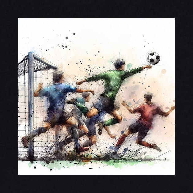 Artistic illustration of men playing soccer by WelshDesigns